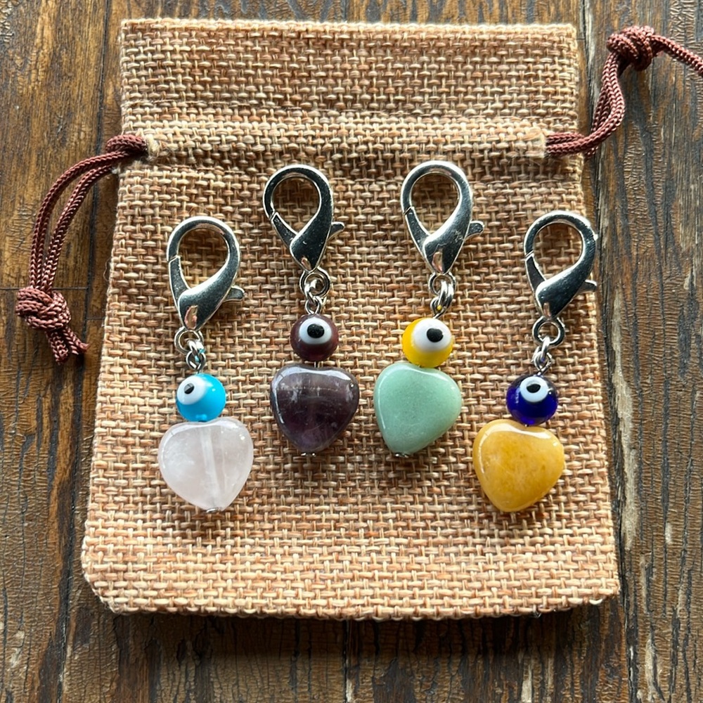 Crystal Pet Charms Howlite Pet Charm Rose Quartz Pet Charm Evil Eye Pet Charms - Picture 4 of 4